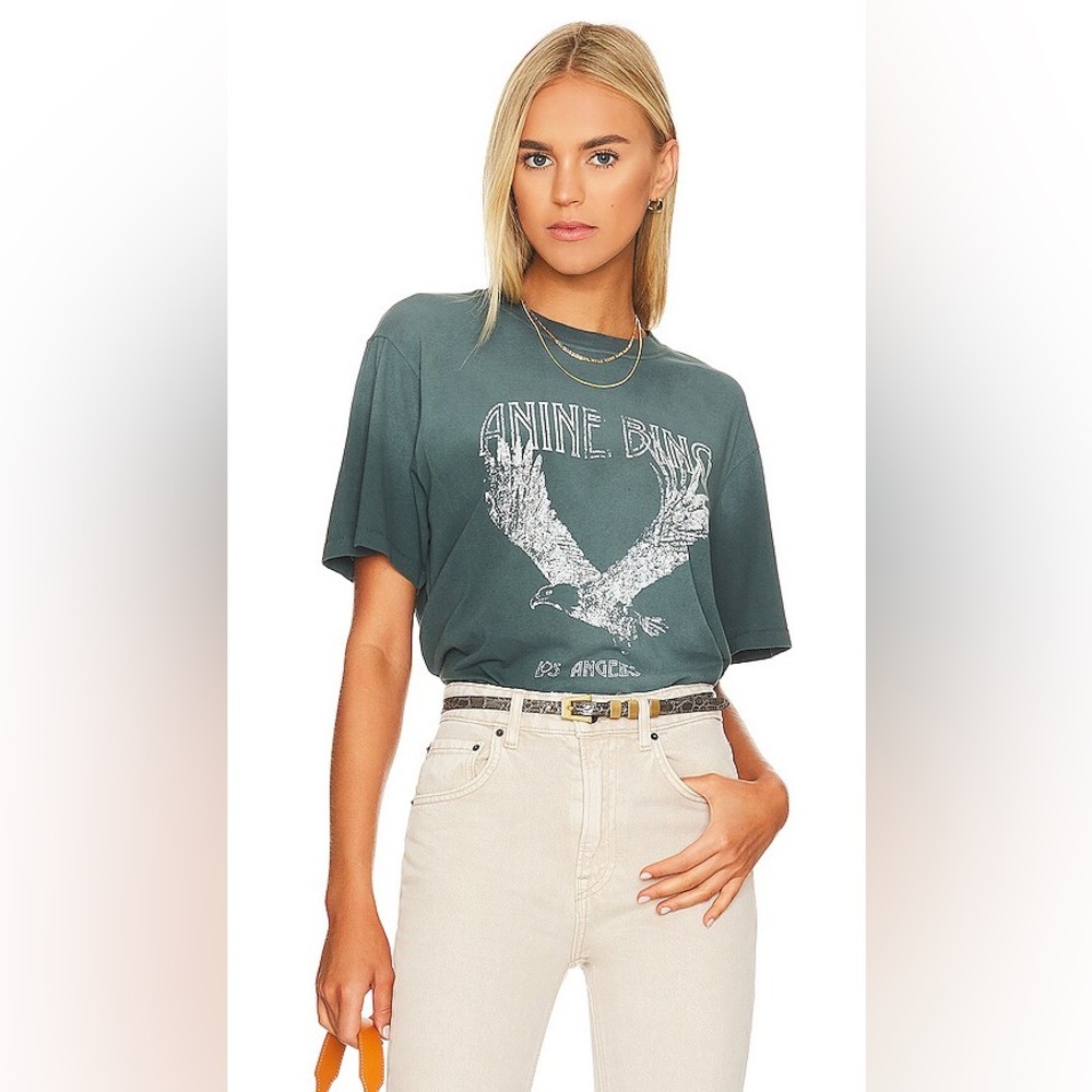 Anine Bing Forest Green Eagle Graphic Tee